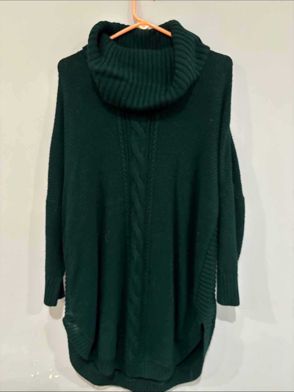 Express Dark Green Cable-Knit Turtleneck Sweater Tunic
